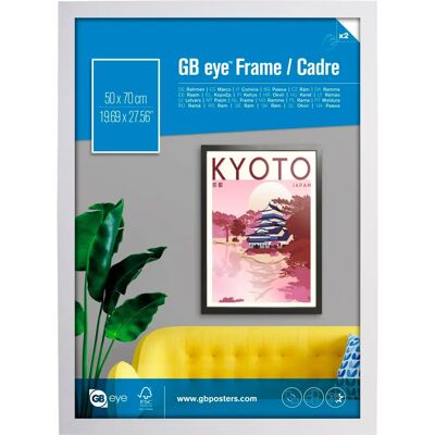 Cadre Blanc Gbeye 50x70cm - Élégant Aspect Bois Naturel - Publicité Cadre Blanc Gbeye 50x70cm - Élégant Aspect Bois Naturel - Publicité