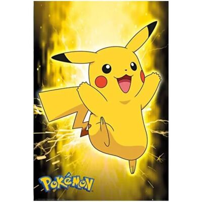 Pôster Pokémon Pikachu Neon - 91,5x61 cm - Decoração de Parede Pôster Pokémon Pikachu Neon - 91,5x61 cm - Decoração de Parede
