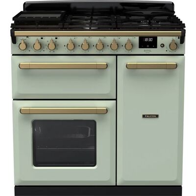 Rangemaster ESDL90DFPMNT/AB1 - Mint / Antique Brass - Range cooker Rangemaster ESDL90DFPMNT/AB1 - Mint / Antique Brass - Range cooker