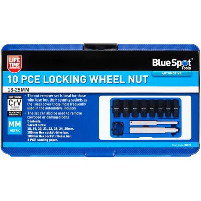 Bluespot 10 Pce Locking Wheel Nut Remover Set - Locking Wheel Nut Remover Set Bluespot 10 Pce Locking Wheel Nut Remover Set - Locking Wheel Nut Remover Set