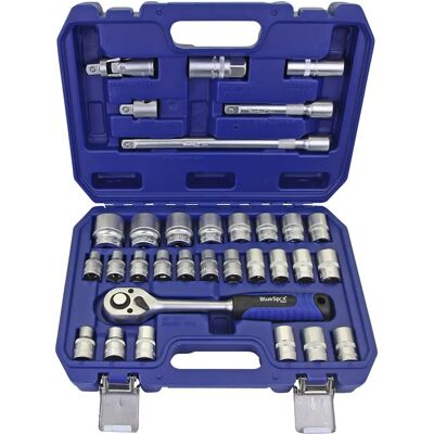 Zestaw nasadek Bluespot Tools 1577, 32 sztuki - Hex 8-32mm, 12 punktów Zestaw nasadek Bluespot Tools 1577, 32 sztuki - Hex 8-32mm, 12 punktów