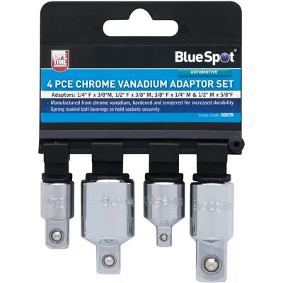 Ensemble d'adaptateurs BlueSpot Tools B/S02078 - Chrome Vanadium 4 pièces - Publicité Ensemble d'adaptateurs BlueSpot Tools B/S02078 - Chrome Vanadium 4 pièces - Publicité