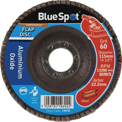 Disque abrasif en oxyde d'aluminium BlueSpot Tools B/S19692 115mm 60 Grit - Publicité Disque abrasif en oxyde d'aluminium BlueSpot Tools B/S19692 115mm 60 Grit - Publicité