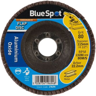 Disque à lamelles en oxyde d'aluminium BlueSpot Tools B/S19694 - 115mm Grain 80 - Publicité Disque à lamelles en oxyde d'aluminium BlueSpot Tools B/S19694 - 115mm Grain 80 - Publicité