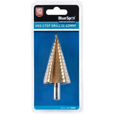 BlueSpot High-Speed Steel Step Drill - 4-42mm - Metal & Wood BlueSpot High-Speed Steel Step Drill - 4-42mm - Metal & Wood