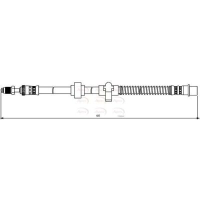 Apec Braking - Hos3840 - 685mm - Flexible Rubber - Disc Brake Hose Apec Braking - Hos3840 - 685mm - Flexible Rubber - Disc Brake Hose