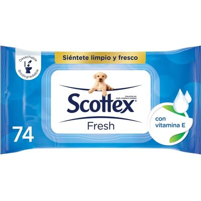 Papier Hygiénique Humide Frais Scottex - 74 Wipes - Publicité Papier Hygiénique Humide Frais Scottex - 74 Wipes - Publicité