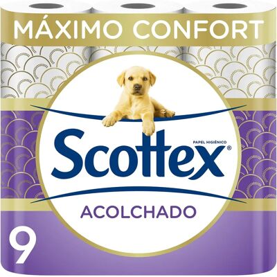 Papel Higiénico Scottex Acolchado - 3 Capas 9 Rollos - Higiénico y Suave Papel Higiénico Scottex Acolchado - 3 Capas 9 Rollos - Higiénico y Suave