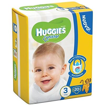 Pannolini Huggies Unistar - Taglia 3, 20 pezzi Pannolini Huggies Unistar - Taglia 3, 20 pezzi