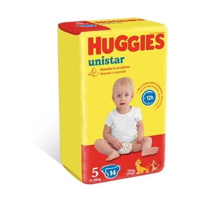 Pannolini Huggies Unistar - Regolabili, Traspiranti, 11-25kg Pannolini Huggies Unistar - Regolabili, Traspiranti, 11-25kg
