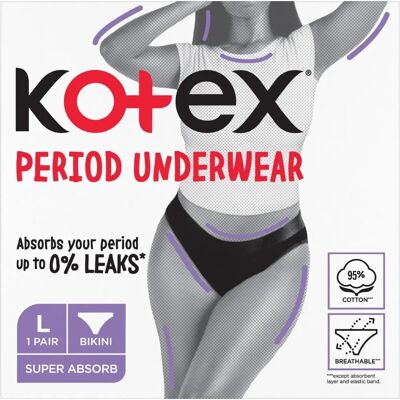Kotex Mărimea L Lenjerie Menstruală Prietenoasă cu Mediu - Lenjerie Kotex Mărimea L Lenjerie Menstruală Prietenoasă cu Mediu - Lenjerie