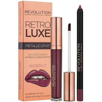 Makeup Revolution Retro Luxe Metallic Lip Kit - Lip Makeup Set Makeup Revolution Retro Luxe Metallic Lip Kit - Lip Makeup Set