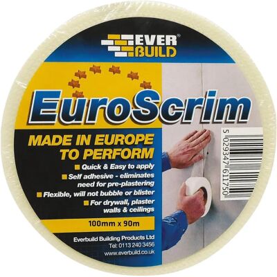 Ruban EuroScrim d'Everbuild - Ruban en maille auto-adhésif haute adhérence - 100mm x 90m - Publicité Ruban EuroScrim d'Everbuild - Ruban en maille auto-adhésif haute adhérence - 100mm x 90m - Publicité