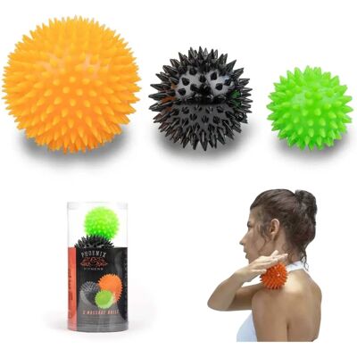 Phoenix Fitness Model | Multi-Size Spiky Massage Ball Set - Muscle Relief & Trigger Point Phoenix Fitness Model | Multi-Size Spiky Massage Ball Set - Muscle Relief & Trigger Point