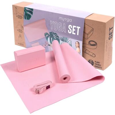 Kit de Démarrage Yoga Myga Rose - Tapis, Blocs, Bande - Fitness - Publicité Kit de Démarrage Yoga Myga Rose - Tapis, Blocs, Bande - Fitness - Publicité