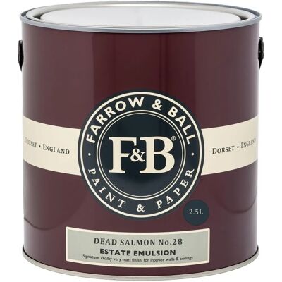 Farrow & Ball Dead Salmon No.28 - 2.5L Matte Emulsion Paint Farrow & Ball Dead Salmon No.28 - 2.5L Matte Emulsion Paint