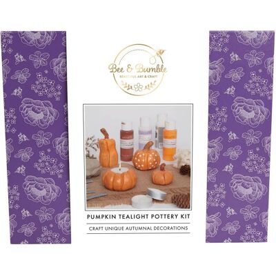 Bee and Bumble Pumpkin Tealight Pottery Kit - Tealight Candle Kit for Autumn Decorations Bee and Bumble Pumpkin Tealight Pottery Kit - Tealight Candle Kit for Autumn Decorations