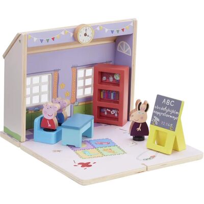 Peppa Pig School - Houten Poppenhuis met 3 Figuren & Accessoires Peppa Pig School - Houten Poppenhuis met 3 Figuren & Accessoires