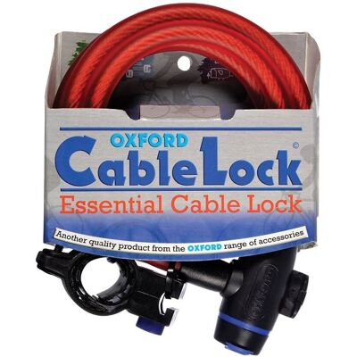 Oxford Kabelslot - Rood - Hoogwaardig staal - 1,8m x 12mm Oxford Kabelslot - Rood - Hoogwaardig staal - 1,8m x 12mm