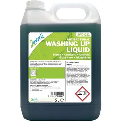 2Work Antibacterial Washing Up Liquid - Kitchen Cleaning - 5L 2Work Antibacterial Washing Up Liquid - Kitchen Cleaning - 5L