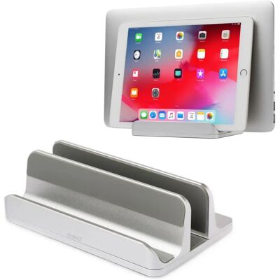 Support de table double DESIRE2 pour tablette Mac/Ultrabooks Ajustable Aluminium Argent Support de table double DESIRE2 pour tablette Mac/Ultrabooks Ajustable Aluminium Argent