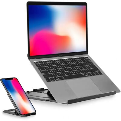 Support Portable 2 en 1 DESIRE2 - Noir, Rotatif 360°, avec Porte-Mobile Support Portable 2 en 1 DESIRE2 - Noir, Rotatif 360°, avec Porte-Mobile