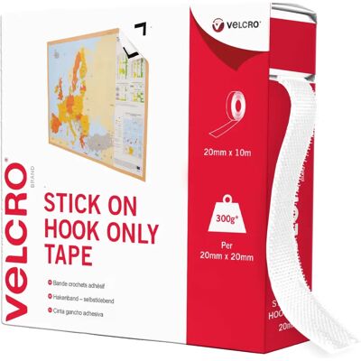 Fita de velcro branca - Uso interno - 20mm x 10m Fita de velcro branca - Uso interno - 20mm x 10m