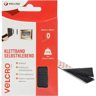 Fita Velcro Preta 20mm x 50cm - Fita Velcro Fita Velcro Preta 20mm x 50cm - Fita Velcro