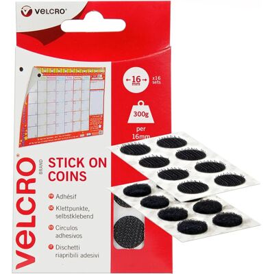 Velcro - Pontos adesivos 16mm - Preto - Velcro Velcro - Pontos adesivos 16mm - Preto - Velcro