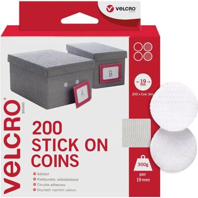 Velcro Plakmuntjes - 19mm - Wit - Dubbelsidige haak & lus - Perfect voor decoratie Velcro Plakmuntjes - 19mm - Wit - Dubbelsidige haak & lus - Perfect voor decoratie
