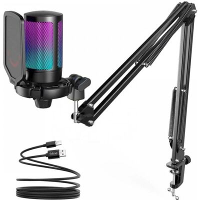 Fifine AmpliGame A6T RGB Mikrofoni - Musta - Mikrofoni Fifine AmpliGame A6T RGB Mikrofoni - Musta - Mikrofoni