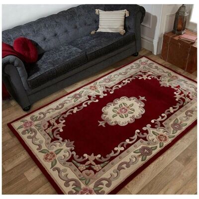 Indischer handgefertigter Wollteppich - 120x180cm, Rot - Wollteppich Indischer handgefertigter Wollteppich - 120x180cm, Rot - Wollteppich