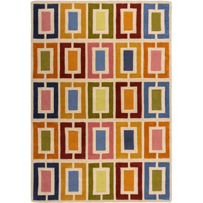 FLAIR RUGS Retro Blocks Wollteppich - Rechteckig, 120x170cm - Vintage-Design FLAIR RUGS Retro Blocks Wollteppich - Rechteckig, 120x170cm - Vintage-Design