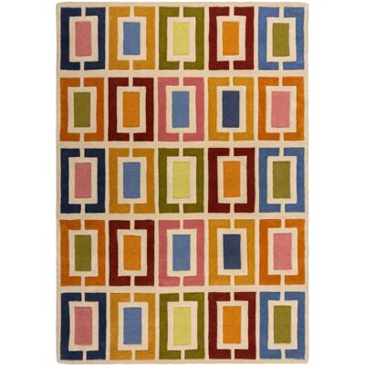 FLAIR RUGS Retro Blocks Wollteppich - Vintage Geometrischer rechteckiger Teppich FLAIR RUGS Retro Blocks Wollteppich - Vintage Geometrischer rechteckiger Teppich