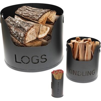 Ensemble de rangement pour bois Valiant - Noir - rangement pour bois - Publicité Ensemble de rangement pour bois Valiant - Noir - rangement pour bois - Publicité