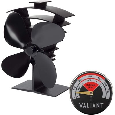 Valiant Premium IV Stove Fan - Black with Thermometer Valiant Premium IV Stove Fan - Black with Thermometer