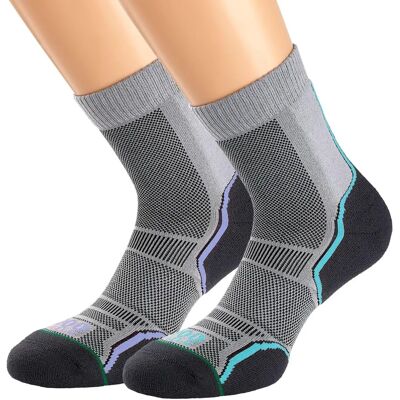 1000 Mile Dames Trail Running Sokken - Grijs Lila - Twin Pack 1000 Mile Dames Trail Running Sokken - Grijs Lila - Twin Pack