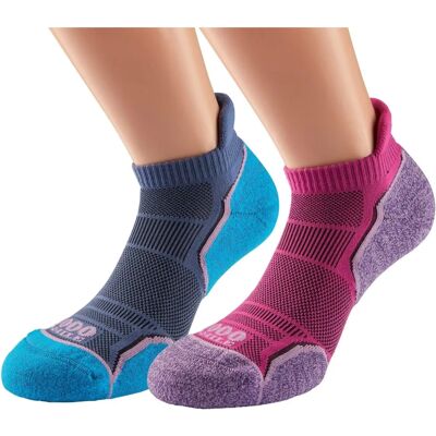 1000 Mile Dames Loopbroeken - Twin Pack Roze/Lavendel - Sokken 1000 Mile Dames Loopbroeken - Twin Pack Roze/Lavendel - Sokken