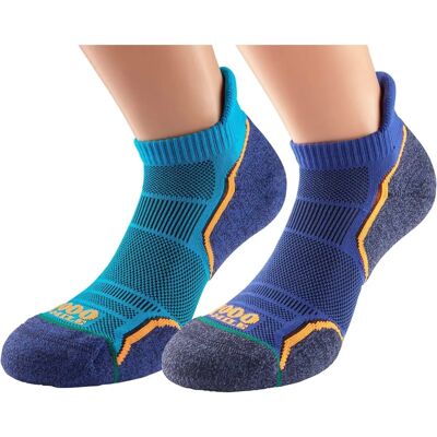 Chaussettes de course pour hommes Kingfisher/Navy 1000 Mile - Respirantes, Soutien Chaussettes de course pour hommes Kingfisher/Navy 1000 Mile - Respirantes, Soutien