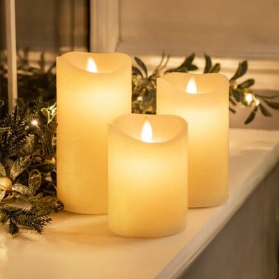 Christow Cream LED Candles - Flickering Flame - 3pc Set Christow Cream LED Candles - Flickering Flame - 3pc Set