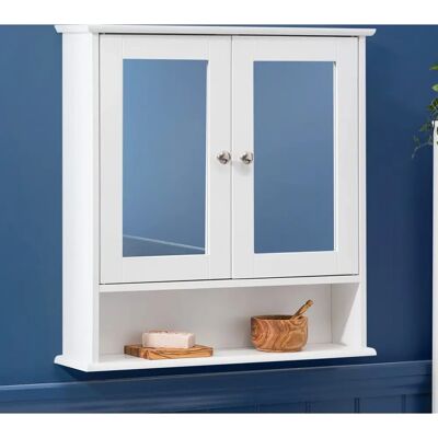 Christow White Double Mirrored Bathroom Cabinet - 58cm x 56cm - Bathroom Storage Christow White Double Mirrored Bathroom Cabinet - 58cm x 56cm - Bathroom Storage