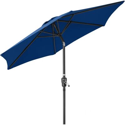Christow Navy Garden Parasol - 2.7m UV Protection Outdoor Shade Christow Navy Garden Parasol - 2.7m UV Protection Outdoor Shade
