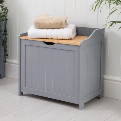 Christow Laundry Storage Box - Grey & Bamboo Christow Laundry Storage Box - Grey & Bamboo