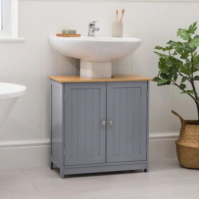 Christow Grey & Bamboo Under Sink Cabinet - Bathroom Storage Christow Grey & Bamboo Under Sink Cabinet - Bathroom Storage