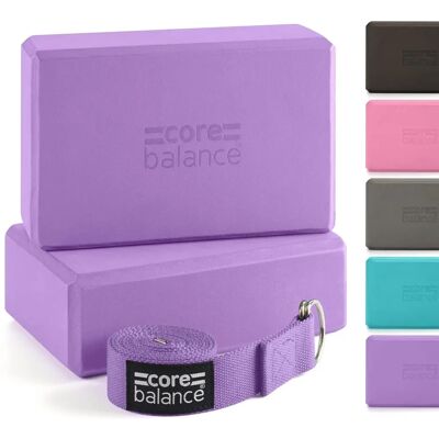 Conjunto de Blocos de Yoga de Espuma Roxo e Cinta Core Balance Conjunto de Blocos de Yoga de Espuma Roxo e Cinta Core Balance