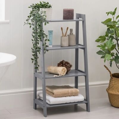 Christow Grey Ladder Shelf Unit - 4 Tier Storage - Bathroom Furniture Christow Grey Ladder Shelf Unit - 4 Tier Storage - Bathroom Furniture