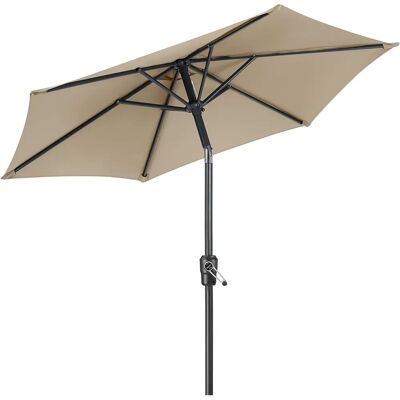Christow 2.4m Parasol - Taupe - UV Protection Christow 2.4m Parasol - Taupe - UV Protection