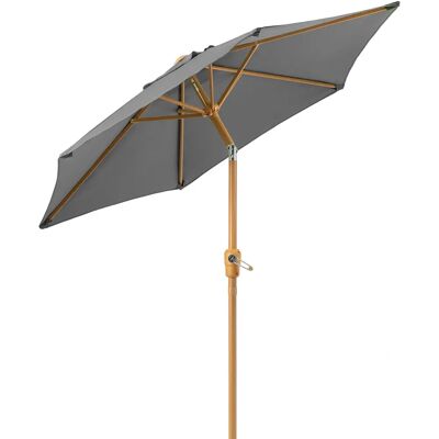 Christow Steel Wood Effect Parasol 2m - Grey Christow Steel Wood Effect Parasol 2m - Grey