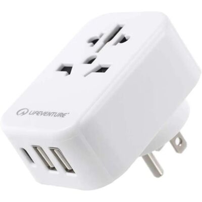 Cestovní adaptér Lifeventure Svět do USA s USB - Kompaktní, 3 USB porty Cestovní adaptér Lifeventure Svět do USA s USB - Kompaktní, 3 USB porty