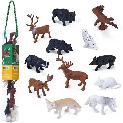 Mojo Mini Woodland Animal Set - 12 Piece, Multi Colors, Educational Mojo Mini Woodland Animal Set - 12 Piece, Multi Colors, Educational